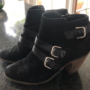 Dolce Vita Black suede booties with silver buckles
